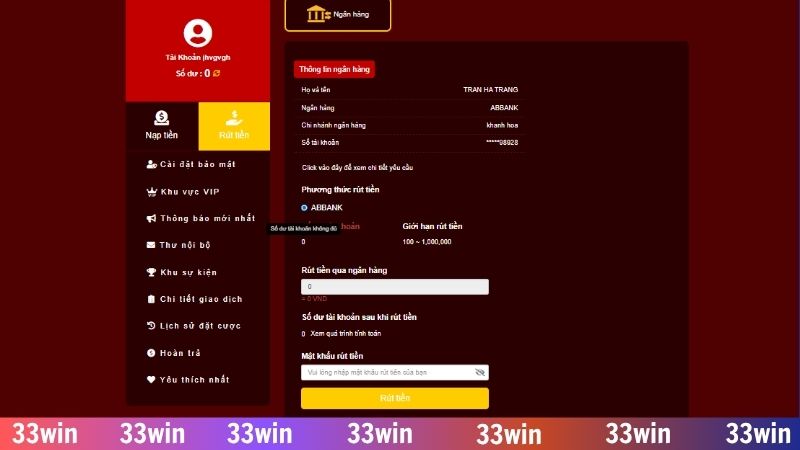 Hướng dẫn rút tiền 33WIN thành công 3 bước cực dễ